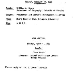 Announcements, 1968-02-05. ...