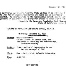Announcements, 1967-11-30. ...
