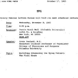 Announcements, 1983-10-17. ...