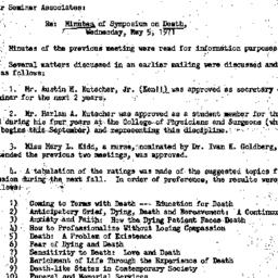 Minutes, 1971-05-05. Death,...