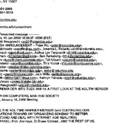 Announcements, 2000-01-16. ...