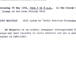 Announcements, 1964-05-20. ...
