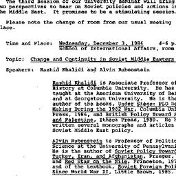 Announcements, 1986-12-03. ...