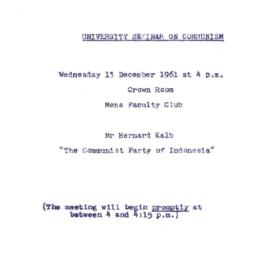 Announcements, 1961-12-13. ...