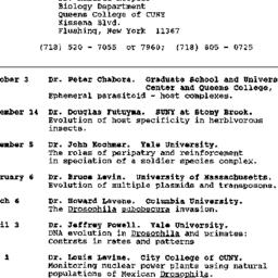 Schedules, Population Biolo...