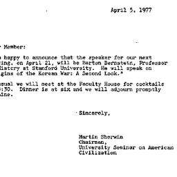 Announcements, 1977-03-05. ...