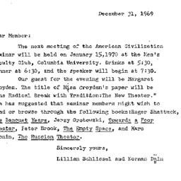 Announcements, 1969-12-31. ...