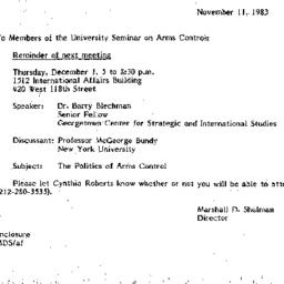 Announcements, 1983-11-11. ...