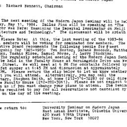 Announcements, 1984-05-11. ...