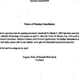 Announcements, 2000-03-08. ...