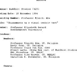 Minutes, 1993-11-10. Buddhi...