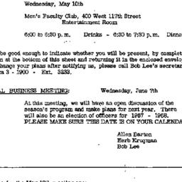 Announcements, 1966-05-10. ...