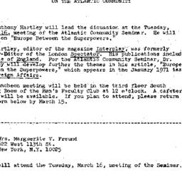 Announcements, 1971-03-05. ...