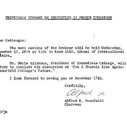 Announcements, 1976-11-08. ...