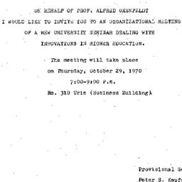 Announcements, 1970-10-29. ...