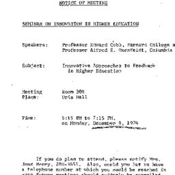 Announcements, 1974-11-26. ...