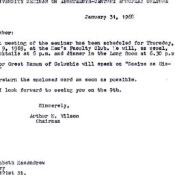 Announcements, 1969-01-31. ...