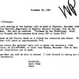 Announcements, 1984-11-28. ...