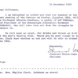 Announcements, 1963-11-13. ...