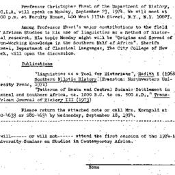 Announcements, 1974-09-23. ...