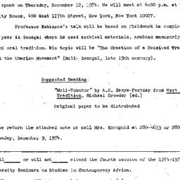 Announcements, 1974-12-12. ...