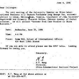 Announcements, 1986-06-04. ...