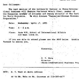Announcements, 1985-03-25. ...