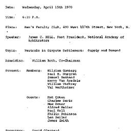 Minutes, 1970-04-15. Labor,...