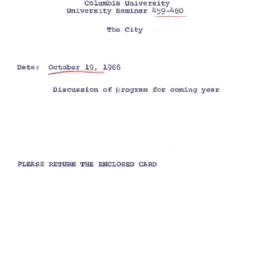 Announcements, 1966-10-19. ...