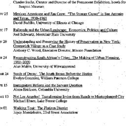 Schedules, The City, semina...