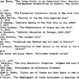 Schedules, The City, semina...