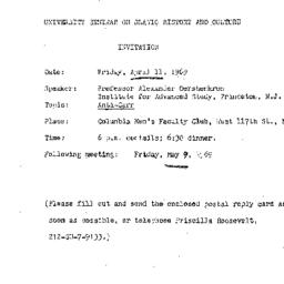 Announcements, 1969-04-11. ...