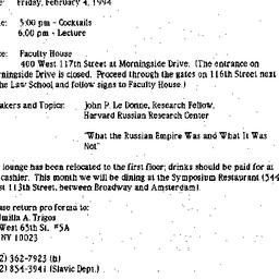 Announcements, 1994-01-15. ...