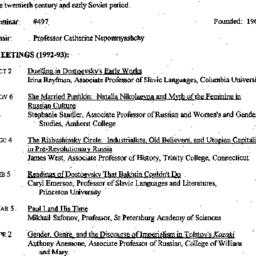 Schedules, Slavic History a...