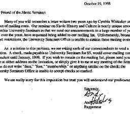 Announcements, 1995-10-19. ...