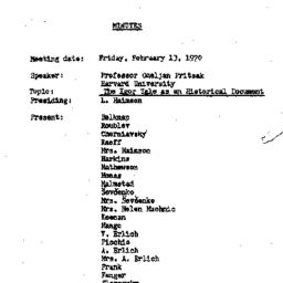 Minutes, 1970-02-13. Slavic...