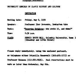 Announcements, 1970-05-08. ...