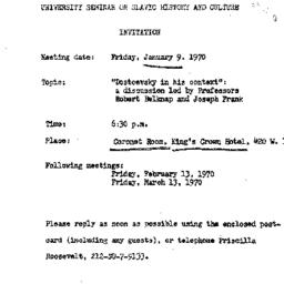 Announcements, 1970-01-09. ...