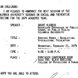 Announcements, 1979-01-30. ...