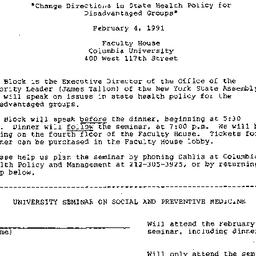 Announcements, 1991-02-04. ...