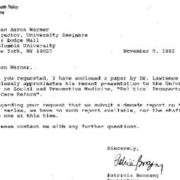 Correspondence, 1992-11-09....