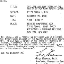 Announcements, 1980-01-11. ...