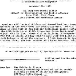 Announcements, 1991-11-18. ...