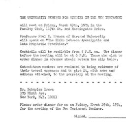 Announcements, 1974-03-29. ...