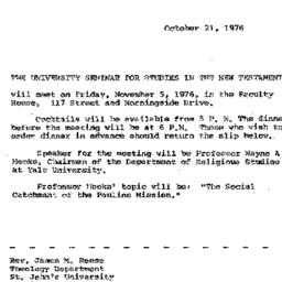 Announcements, 1976-10-21. ...