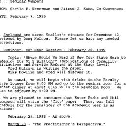 Announcements, 1995-02-09. ...