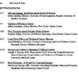 Schedules, Cancer, seminar ...