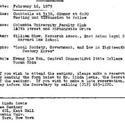 Announcements, 1979-02-16. ...
