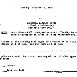 Announcements, 1983-10-18. ...