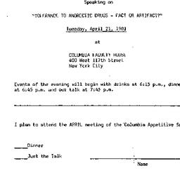 Announcements, 1981-04-21. ...